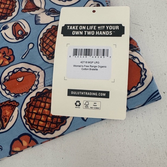 Duluth Trading Co Blue and Orange Food Print Bralette - Picture 3 of 4